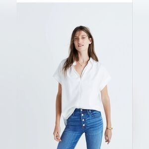 Madewell Central Shirt in Pure White Collared Shirt Size Small G0212